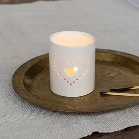 Glossy Ceramic Tealight Holder - Heart
