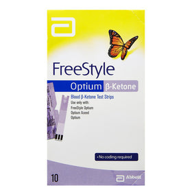FreeStyle Optium β-Ketone blood ketone test strips box, 10 pack.
