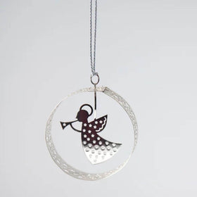 Silver Round Angel Decoration