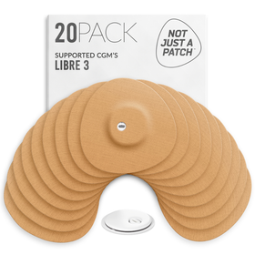 20-pack ofSupported CGM's Libre 3 patches on a white background