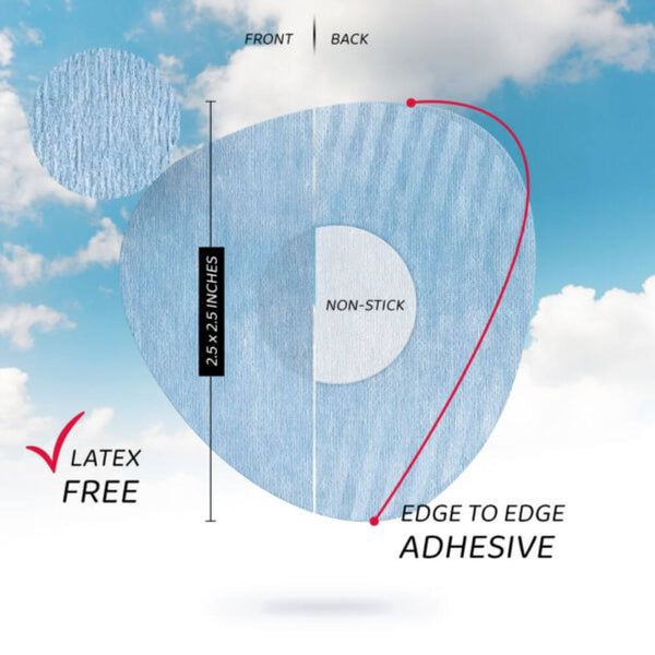 Blue fabric patch with sky background