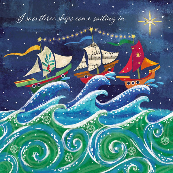 Three Ships Christmas Card design for 2025