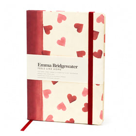 Emma Bridgewater book with red elastic strip and red heart design on a white background.