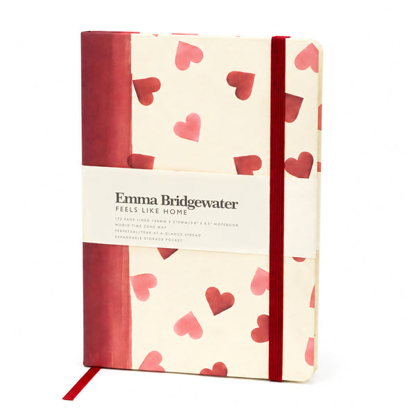 Emma Bridgewater book with red elastic strip and red heart design on a white background.