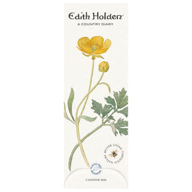 Floral design of a yellow flower and green leaves calendar by Edith Holden