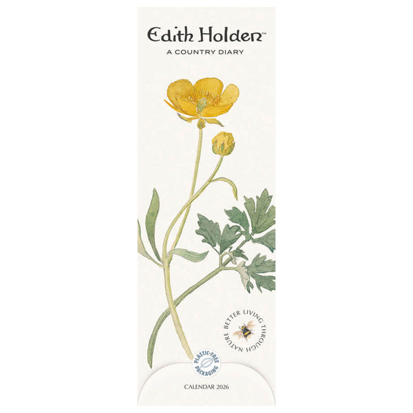 Floral design of a yellow flower and green leaves calendar by Edith Holden