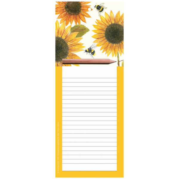 Notepad with sunflower design on a white background