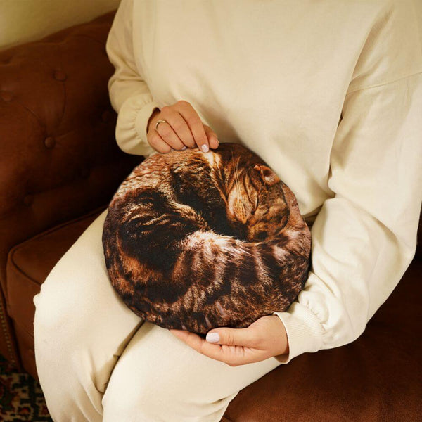 Cosy striped cat shaped hot water bottle.
