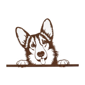Illustration of a dog with a brown border on a white background