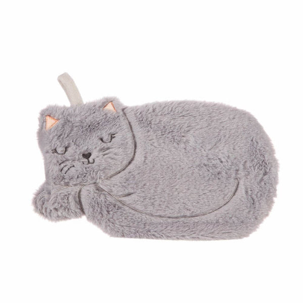 Cat shape with light gray fleece material.