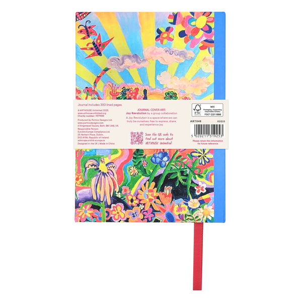 Colorful notebook with a vibrant design on the cover and back