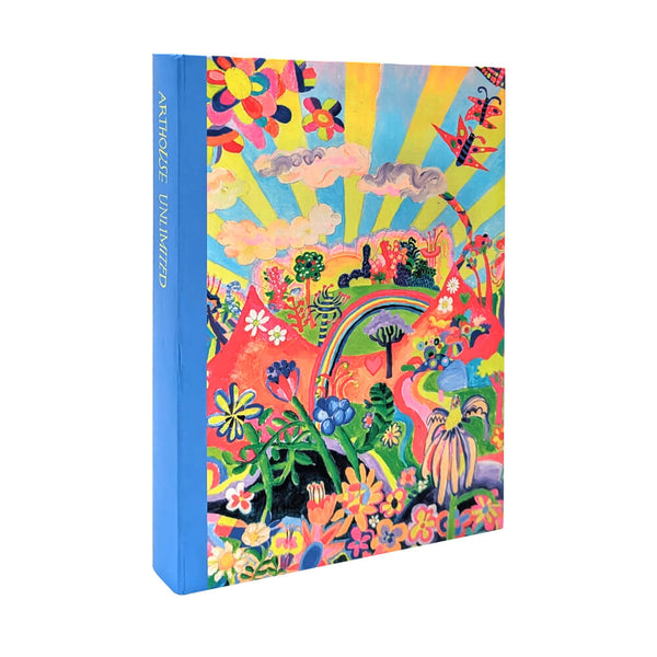 Colorful notebook with a vibrant design on a white background