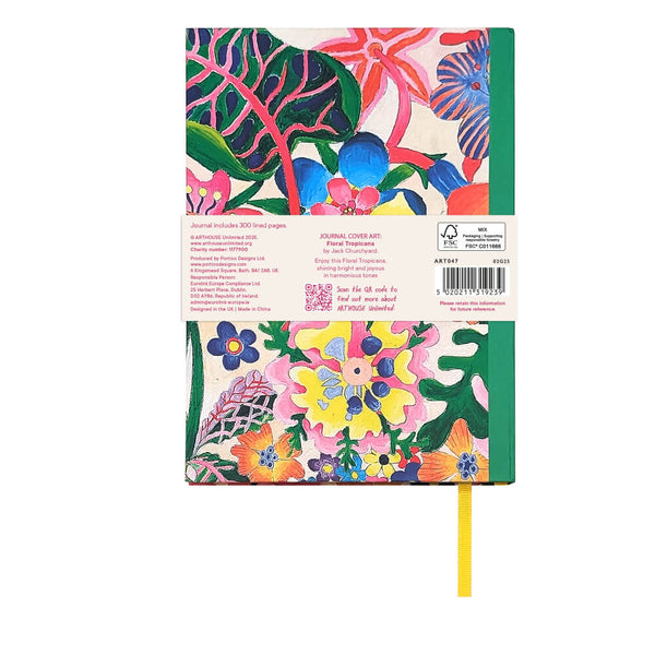 Floral notebook with colorful design on a white background