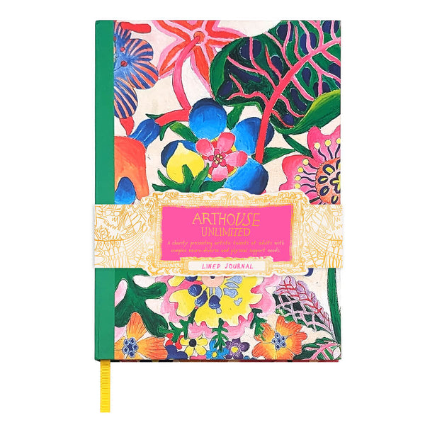 Colorful notebook with floral design and 'Artholise Unlimited' branding on a white background