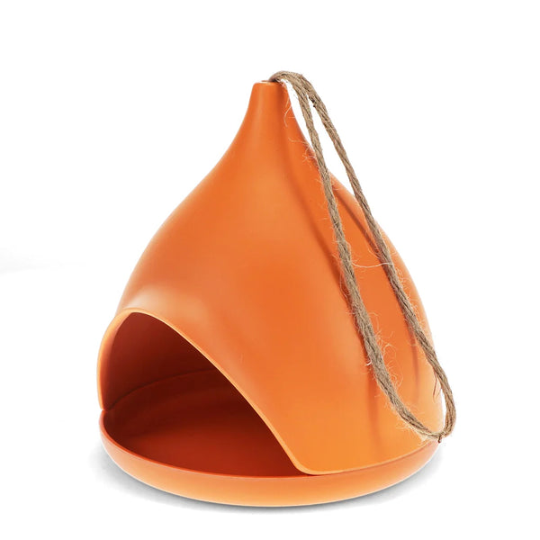Orange Bamboo Fibre Bird Feeder