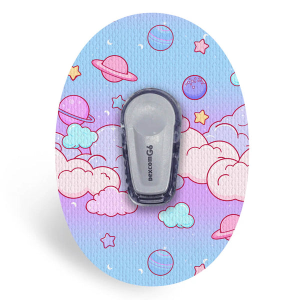 Dexcom G6/ONE CGM patch in Cosmic Clouds design