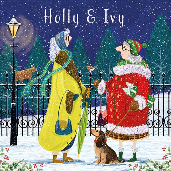 Christmas card with the humorous play on Holly and Ivy