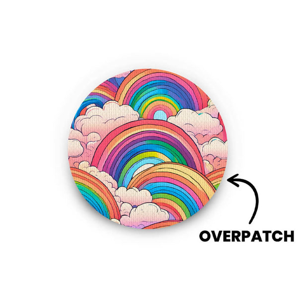Circular generic CGM overpatch in retro rainbow design