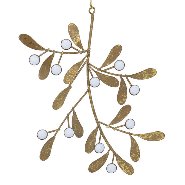 Gold Metal Mistletoe Branch Decoration