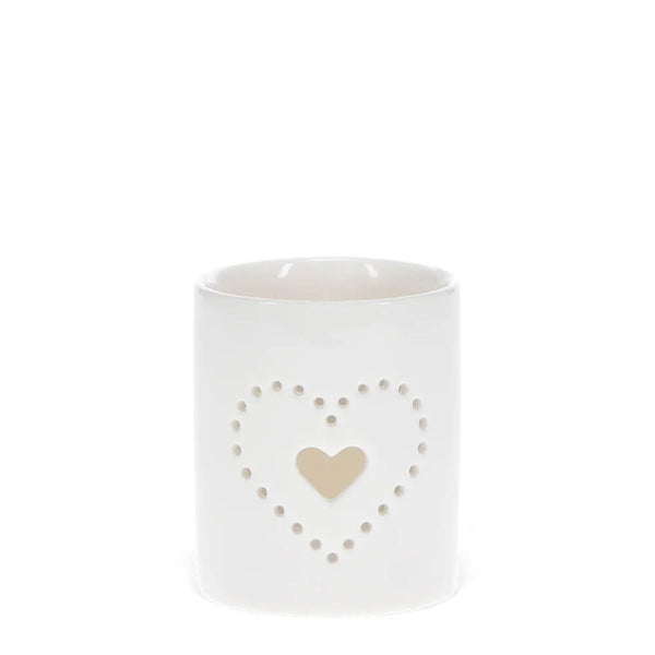 Glossy Ceramic Tealight Holder - Heart