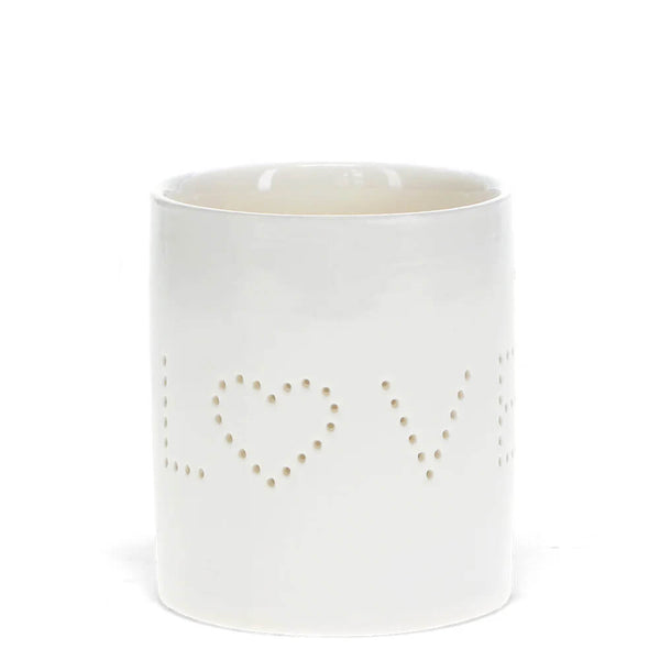 Glossy Ceramic Tealight Holder - Love