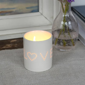 Glossy Ceramic Tealight Holder - Love