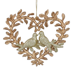 Gold Heart Wreath with Doves Decoration
