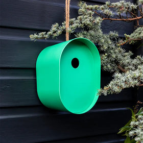 Green Oval Bamboo Fibre Birdhouse