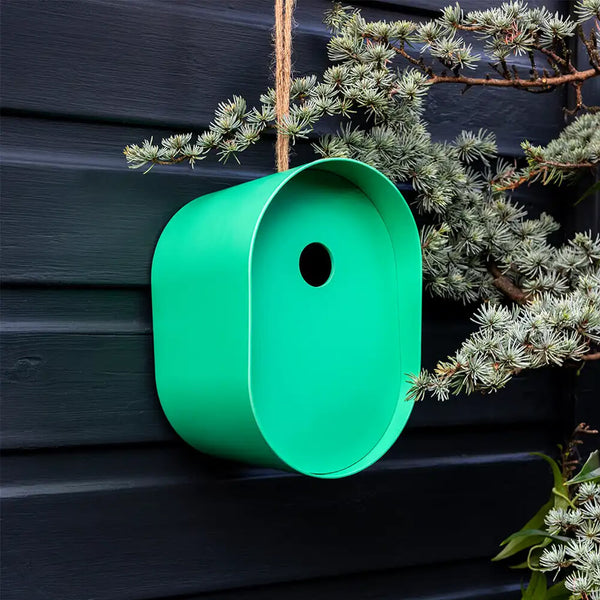 Green Oval Bamboo Fibre Birdhouse