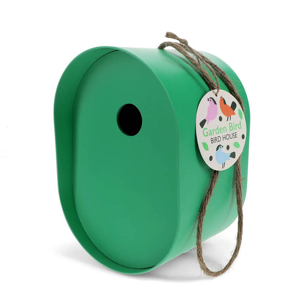 Green Oval Bamboo Fibre Birdhouse