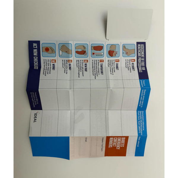 Folded paper with illustrations and text on a white background