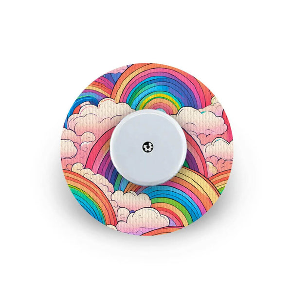 Libre 2 CGM patch in retro rainbow design