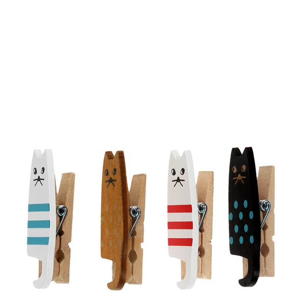 Mini Wooden Pegs (Set Of 4) - Cats