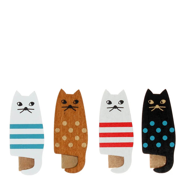 Mini Wooden Pegs (Set Of 4) - Cats