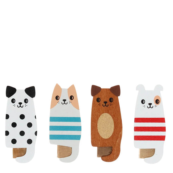 Mini Wooden Pegs (Set Of 4) - Dogs