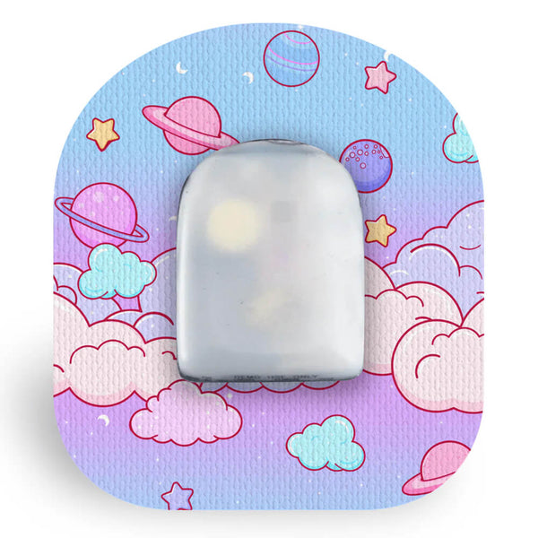 Omnipod pump patch in Cosmic Clouds design