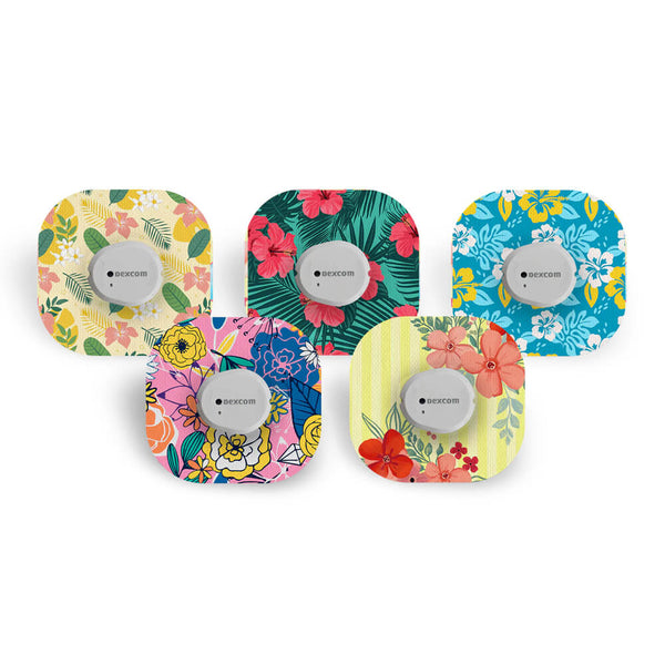 Summer Flowers Pack Dexcom G7/One+ Patches - 5 Pack - Diabetes UK Shop