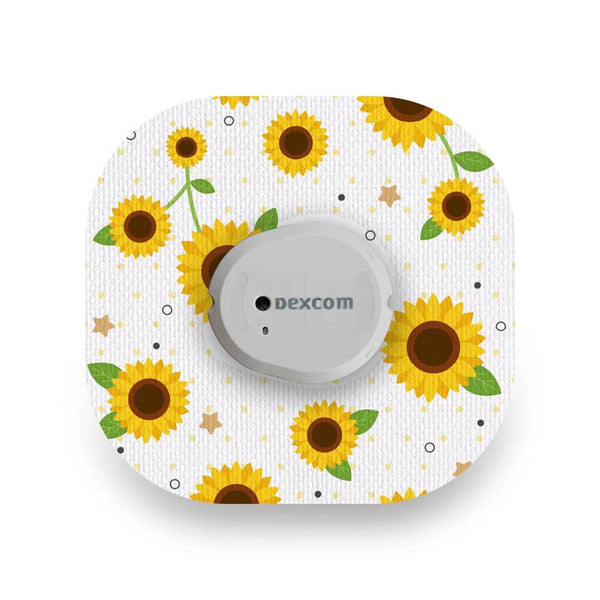 Dexcom G7/Dexcom ONE+ CGM patch in sunflower design