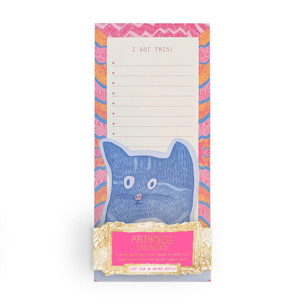 Notepad with a cat illustration and colorful border, featuring the brand 'Arthouse Unlimited'.