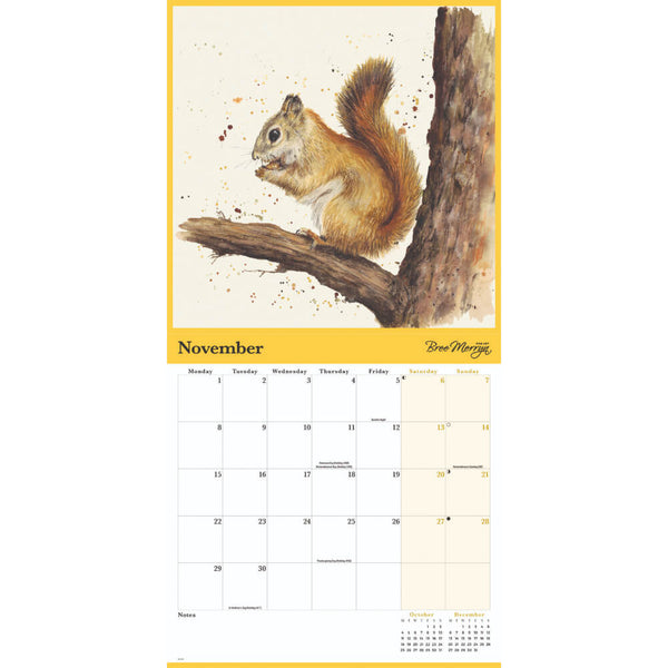 Bree Merryn Country Life Wall Calendar 2027 featuring wildlife artwork