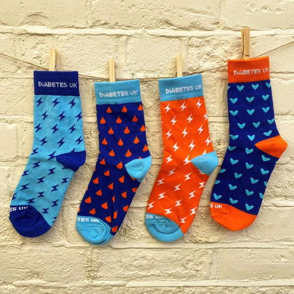 Blue Lightning Bolt Diabetes UK Socks