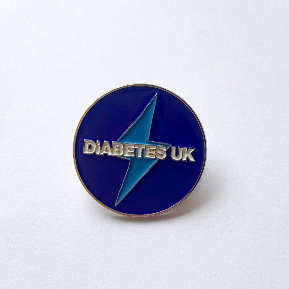 Lightning Bolt Diabetes UK Round Badge - Diabetes UK Shop
