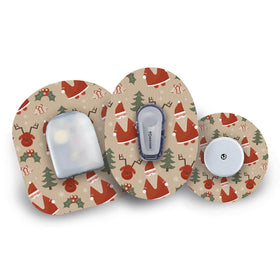 Father Christmas CGM patch with festive design, offering secure and waterproof protection for your glucose monitor. Available from the Diabetes UK Online Shop.