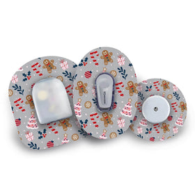 Festive Fun CGM patch with cheerful seasonal design, offering secure and waterproof protection for your glucose monitor. Available from the Diabetes UK Online Shop.