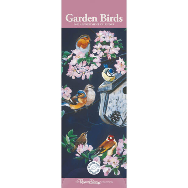 Garden Birds Slim Calendar 2027 featuring illustrations by wildlife artist Pollyanna Pickering.