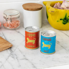 Tin Salt and Pepper Shakers - Leopard