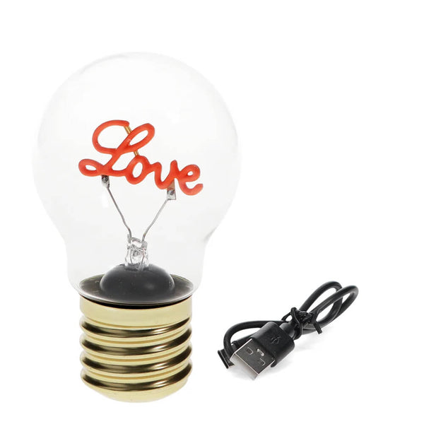 Light bulb-shaped USB device with 'Love' text on a white background