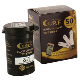 Core blood glucose monitoring test strips