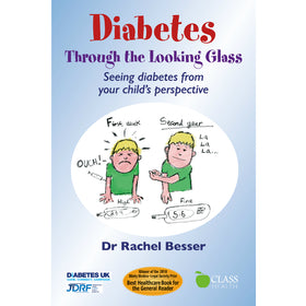 Front cover of the book 'Diabetes Through the Looking Glass' by Helen M. Edwards, featuring a stylised mirror illustration and subtitle about children and young people living with diabetes