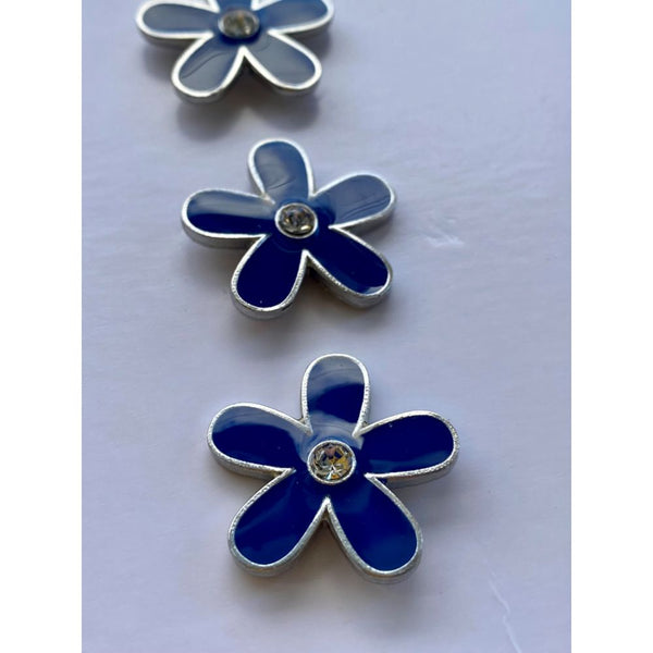 Dark Blue Flower Badges (Pack of 10)